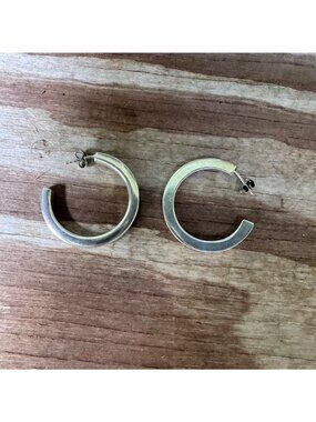 Sterling Silver Hoop Earrings Open Thick Tube 6.83g Modern Minimalist Round